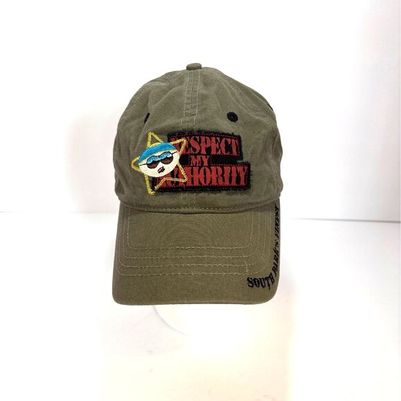 Anoma Other - South Park Respect My Authority Embroidered Olive Green Adjustable Dad Hat 2006